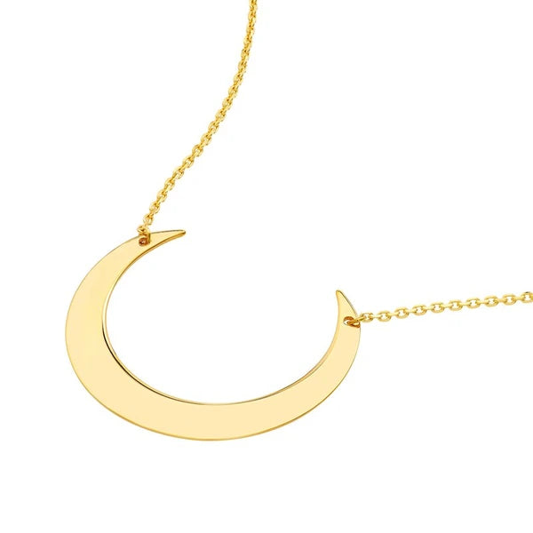 Upward Crescent Moon Pendant Necklace