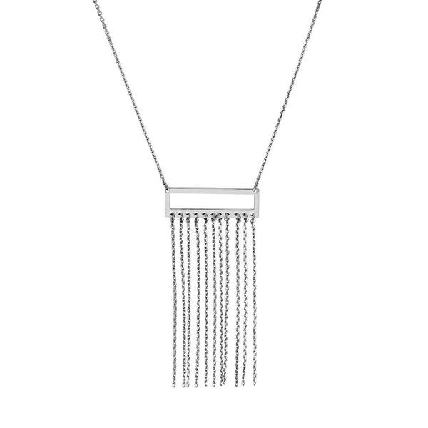 Sterling Silver Open Bar with Fringe Adjustable Necklace