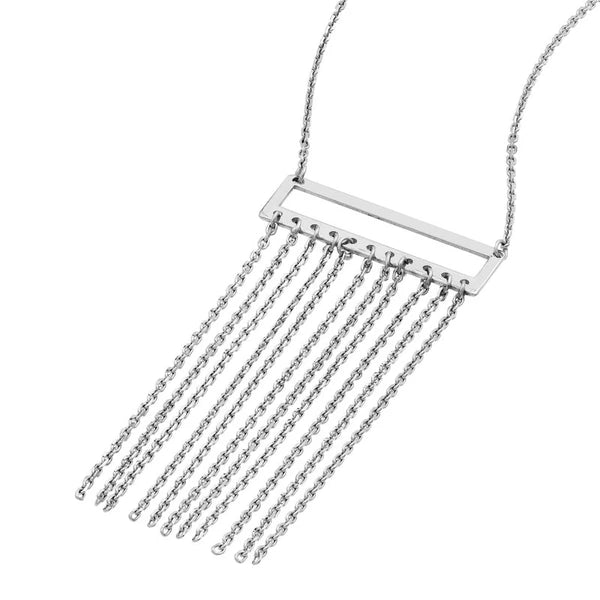 Sterling Silver Open Bar with Fringe Adjustable Necklace