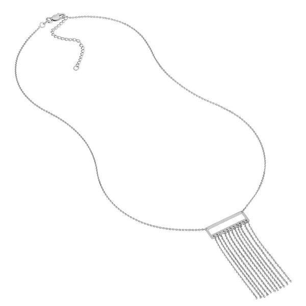 Sterling Silver Open Bar with Fringe Adjustable Necklace