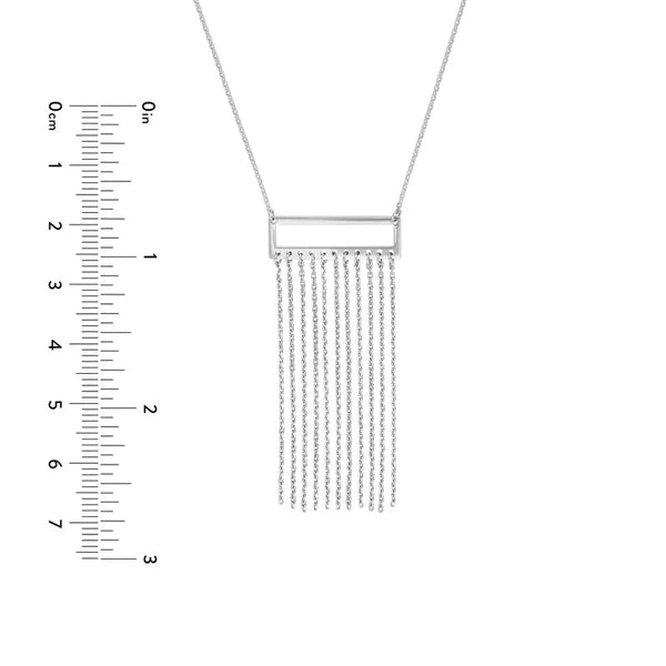 Sterling Silver Open Bar with Fringe Adjustable Necklace