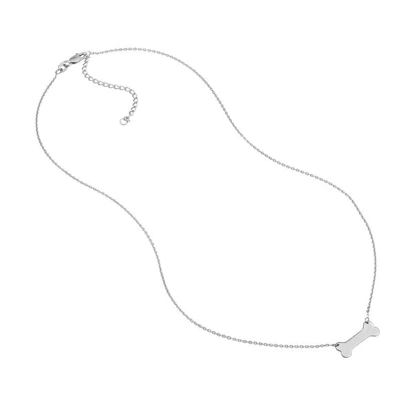 Plated Sterling Silver Engravable Dog Bone Necklace