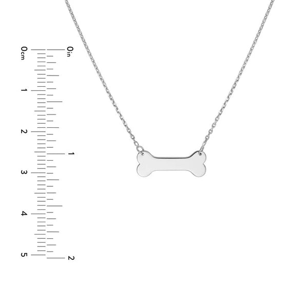 Plated Sterling Silver Engravable Dog Bone Necklace