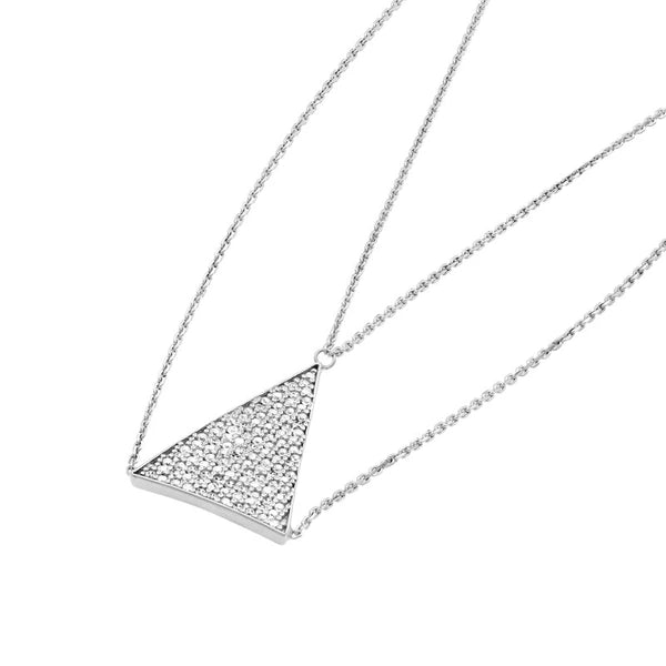 Sterling Silver CZ Triangle Bib Necklace