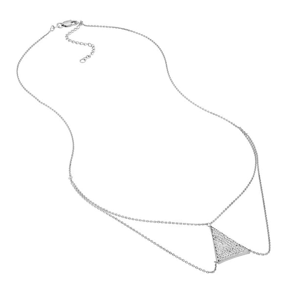 Sterling Silver CZ Triangle Bib Necklace
