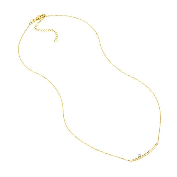 Thin Curved Bar Necklace with 1pt Diamond