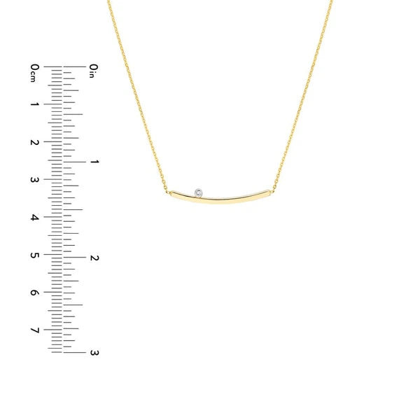 Thin Curved Bar Necklace with 1pt Diamond
