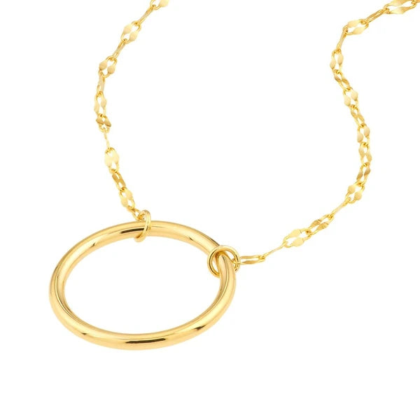 Open Circle Pendant on Piatto Chain Necklace