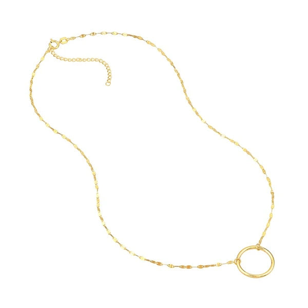 Open Circle Pendant on Piatto Chain Necklace