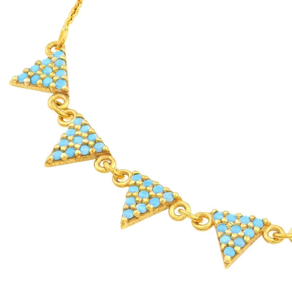 Simulated Turquoise Triangle Necklace