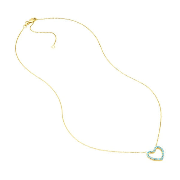 Simulated Turquoise Open Heart Adj. Necklace