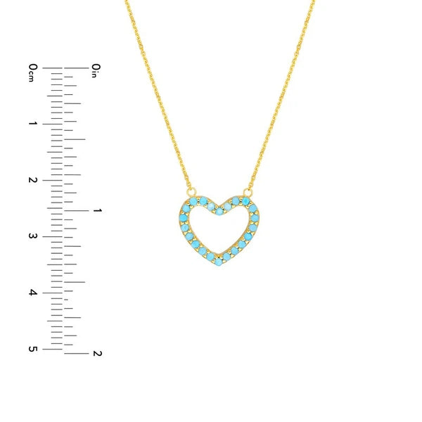 Simulated Turquoise Open Heart Adj. Necklace