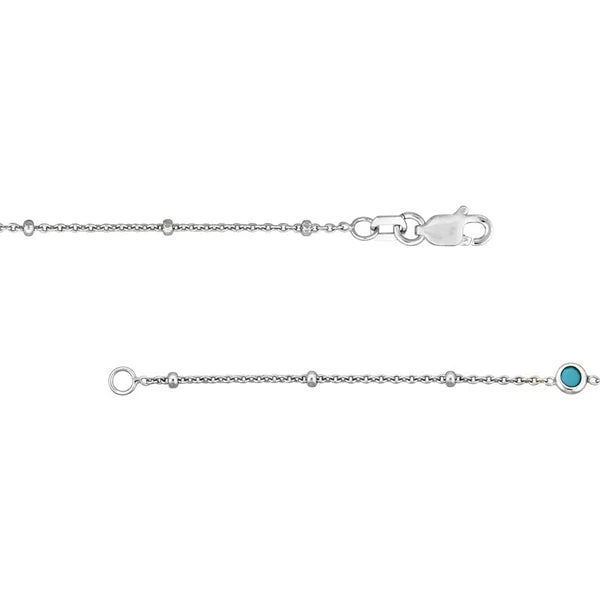 Sterling Silver Turquoise Bezel Saturn Chain Long Necklace