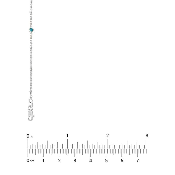 Sterling Silver Turquoise Bezel Saturn Chain Long Necklace