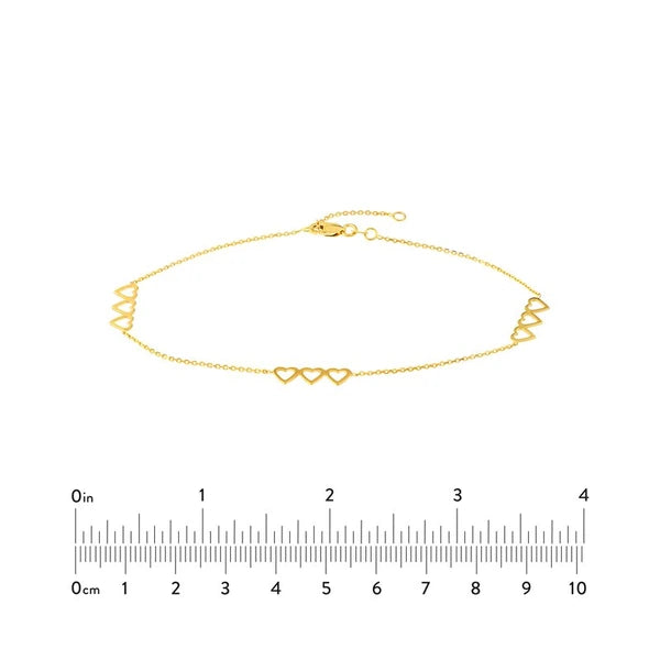 Open Heart Trio Adjustable Anklet
