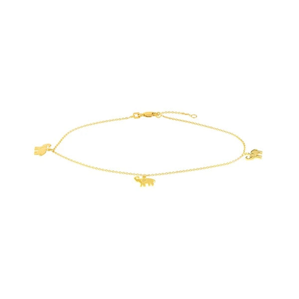 Elephant Trio Adjustable Anklet