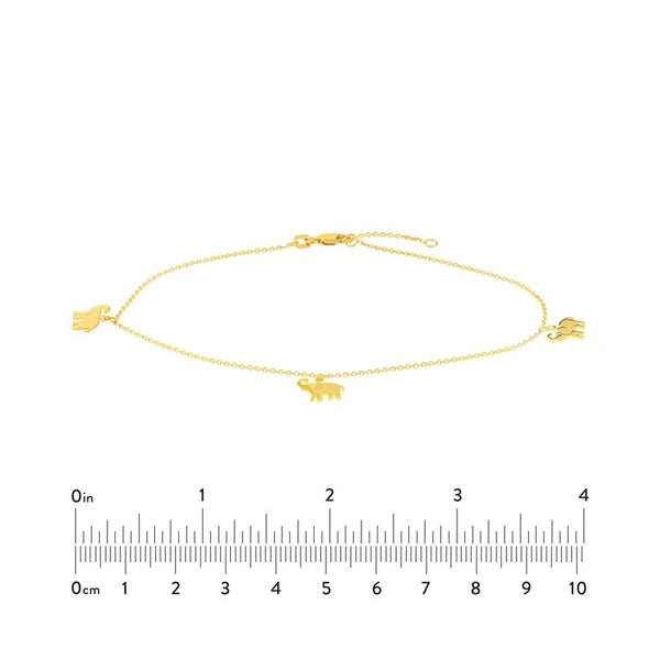 Elephant Trio Adjustable Anklet