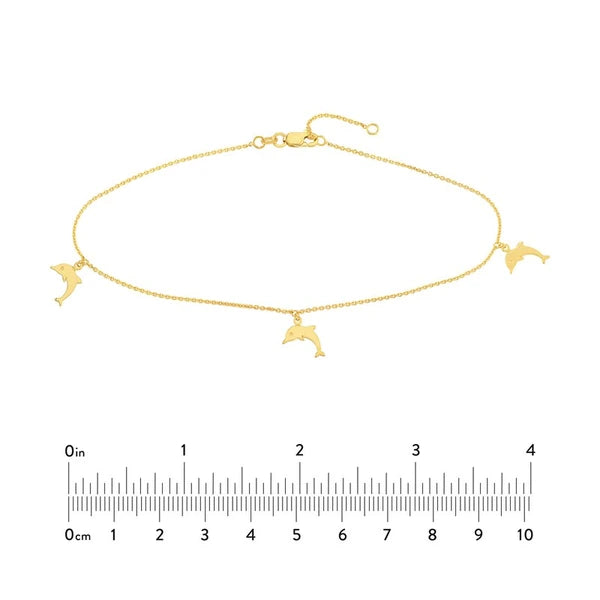 Dolphin Dangle Trio Adjustable Anklet