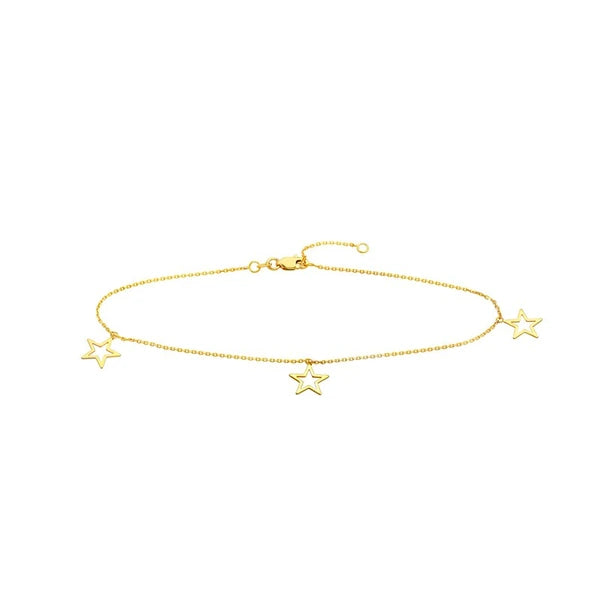 Star Trio Adjustable Anklet