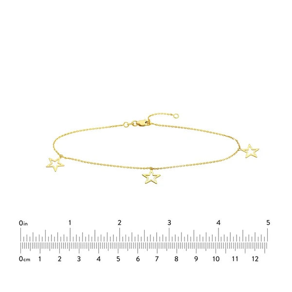 Star Trio Adjustable Anklet