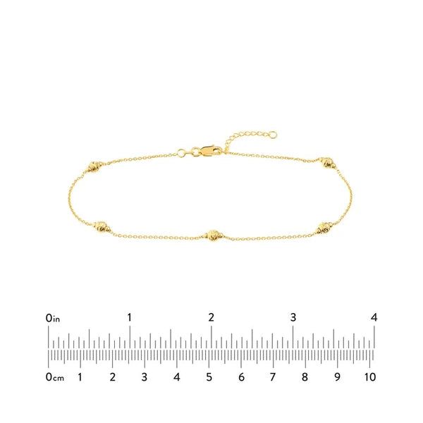 D/C and Mini Polished Bead Adjustable Anklet
