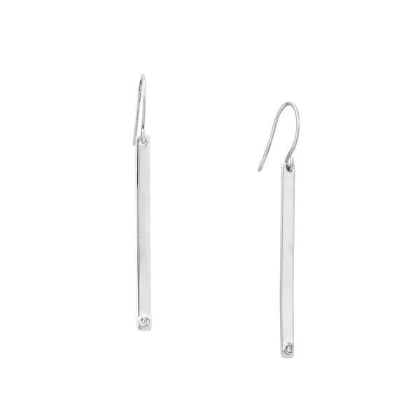 Bar Earrings in Plated Sterling Silver with CZ