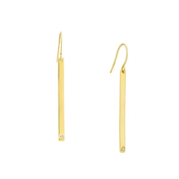 Bar Earrings in Plated Sterling Silver with CZ