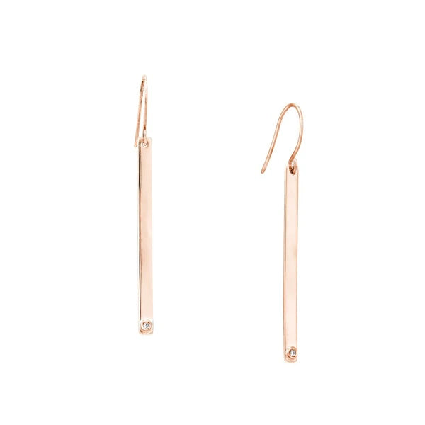 Bar Earrings in Plated Sterling Silver with CZ