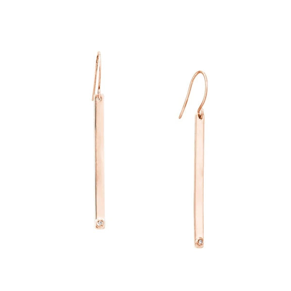 Bar Earrings in Plated Sterling Silver with CZ