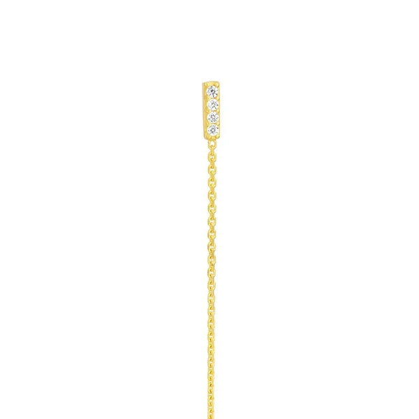 Front to Back CZ Bar Chain Drop Earrings