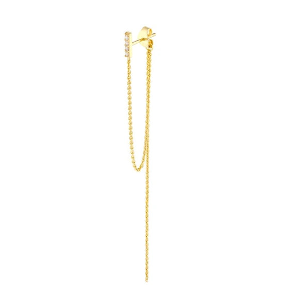 Front to Back CZ Bar Chain Drop Earrings