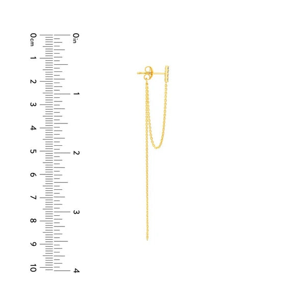 Front to Back CZ Bar Chain Drop Earrings