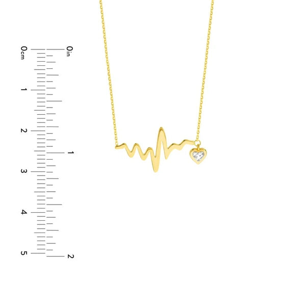 Two-Tone Heartbeat Adj. Necklace with Dangle Heart