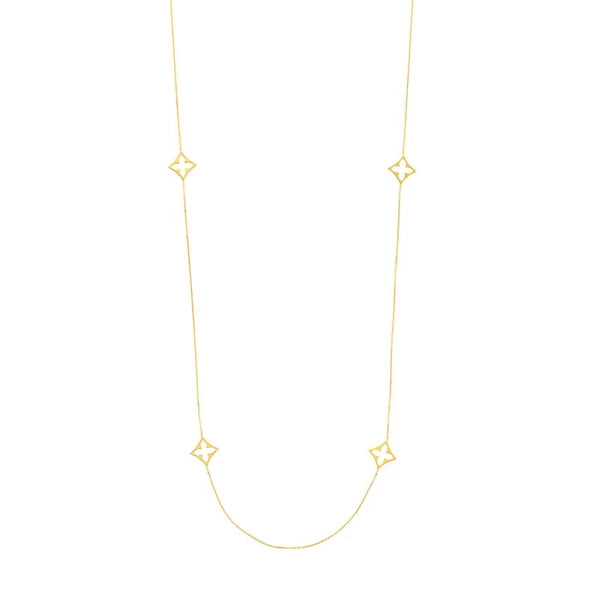Long Chain Necklace with Floral Stations