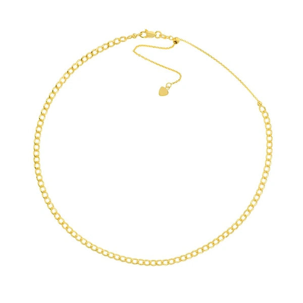 Hollow Cuban Curb Chain Adjustable Choker
