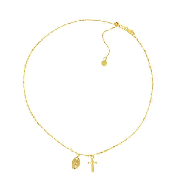Mary and Cross Dangles Adjustable Choker