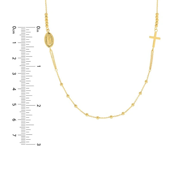 Cross and Virgin Mary Beaded Necklace