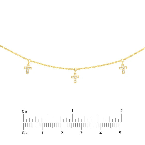 CZ Cross Dangles Adjustable Choker