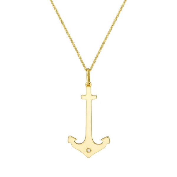 Anchor Pendant with 1pt Diamond