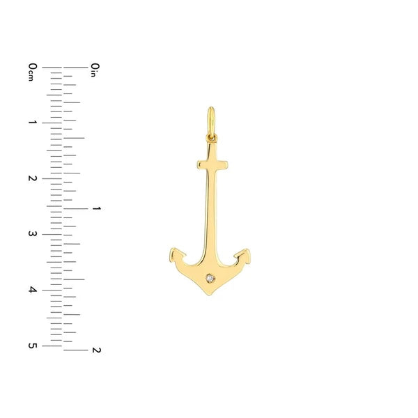 Anchor Pendant with 1pt Diamond