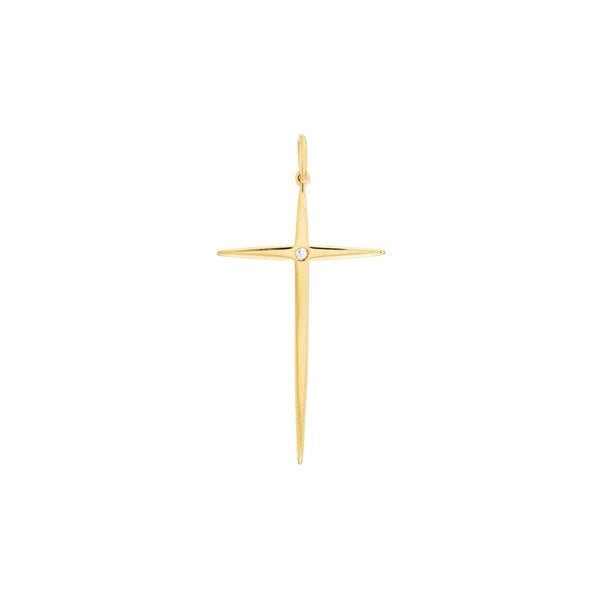 Pointed Cross Pendant with 1pt Diamond