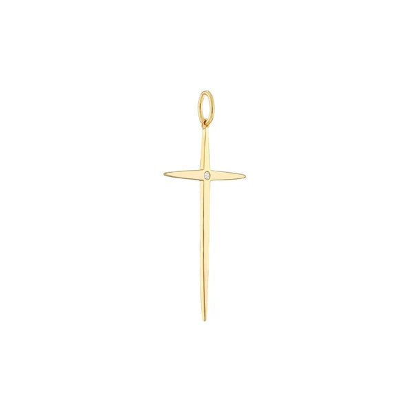 Pointed Cross Pendant with 1pt Diamond