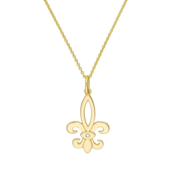 Fleur-de-Lis Pendant with 1pt Diamond