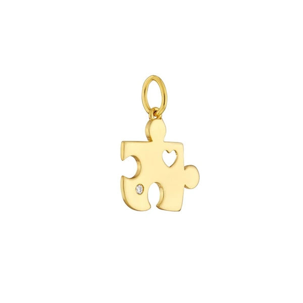 Puzzle Piece Heart Charm with 1pt Diamond