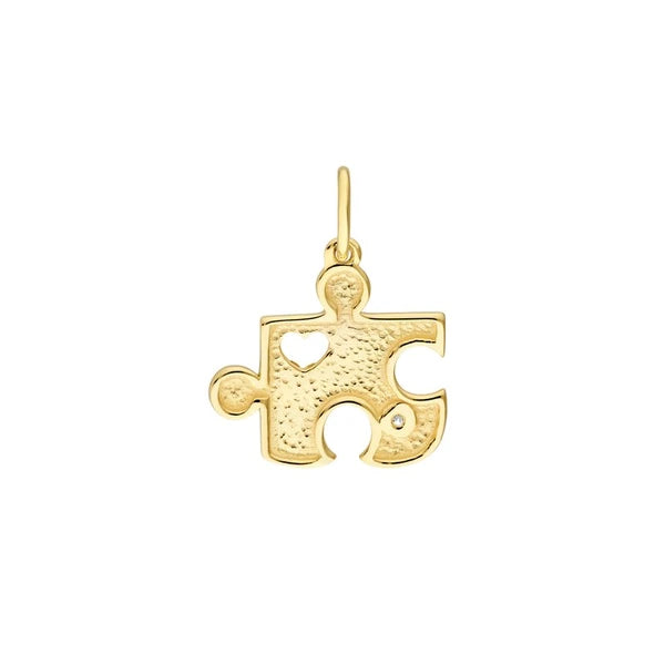Puzzle Piece Heart Charm with 1pt Diamond