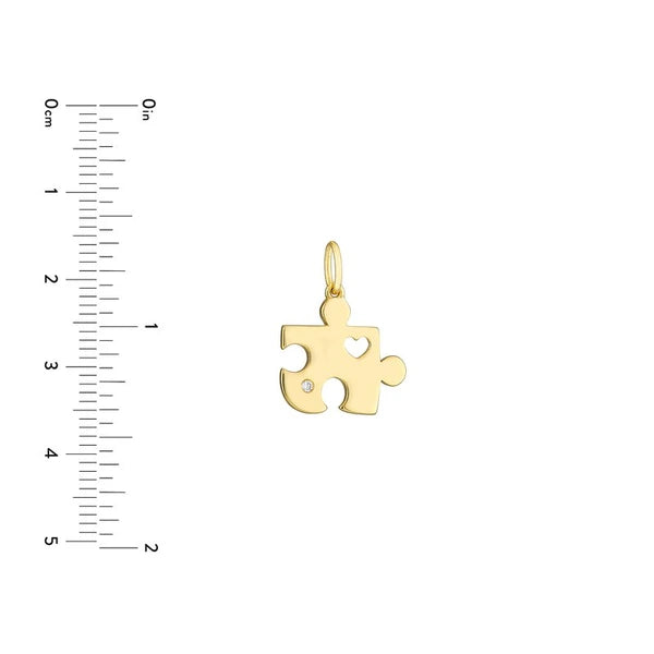 Puzzle Piece Heart Charm with 1pt Diamond