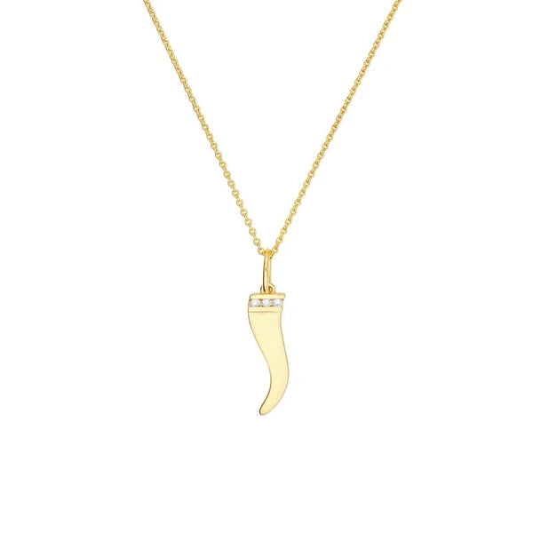 Italian Horn Pendant with 1pt Diamond