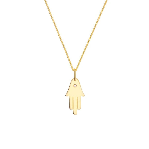 Hamsa Hand Charm with 1pt Diamond