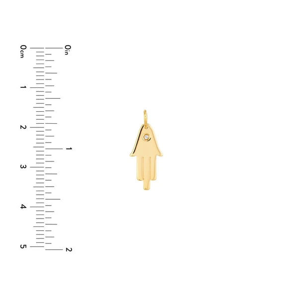 Hamsa Hand Charm with 1pt Diamond