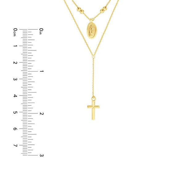 Virgin Mary and Cross Duo Necklace